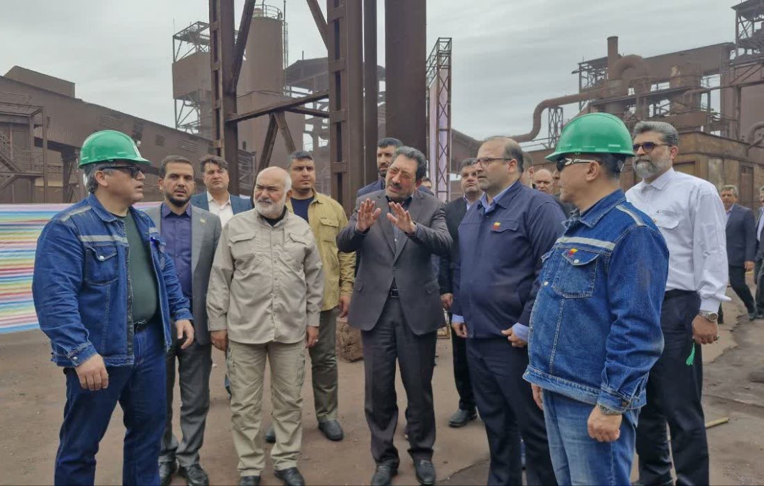 بازدید وزیر صمت و استاندار خوزستان از دو شرکت فولادی آسیبدیده از جنگ