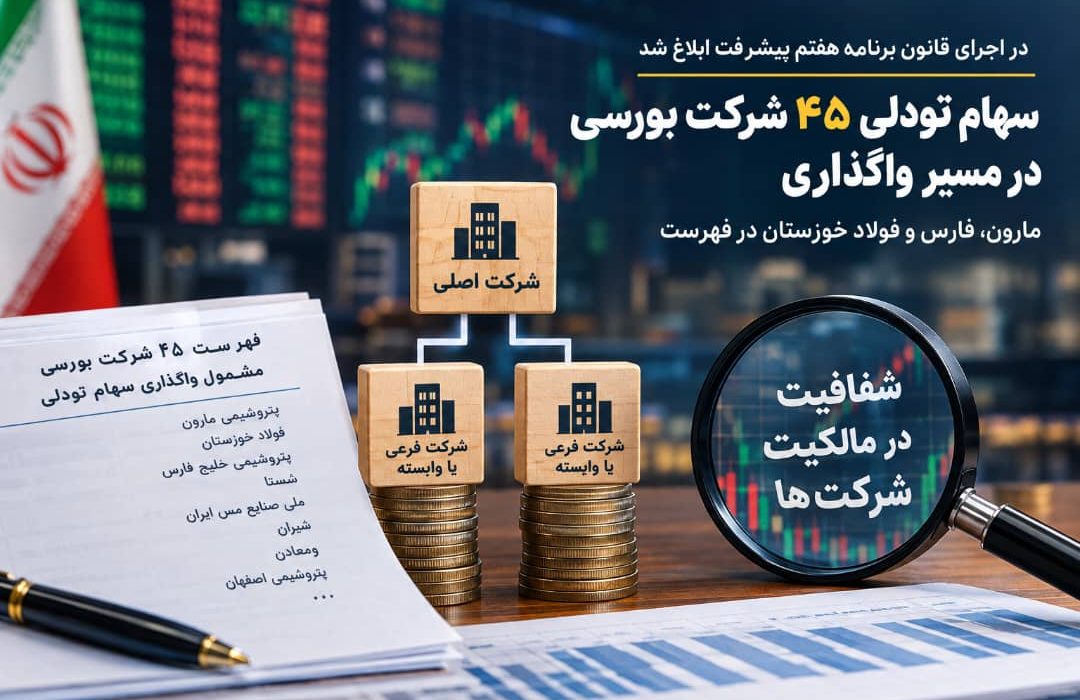 سهام تودلی ۴۵ شرکت بورسی در مسیر واگذاری؛ مارون، فارس و فولاد خوزستان در فهرست